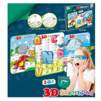 Дошка, планшет для малювання 3D YM 832, 3 плакати, окуляри, 4 маркери
