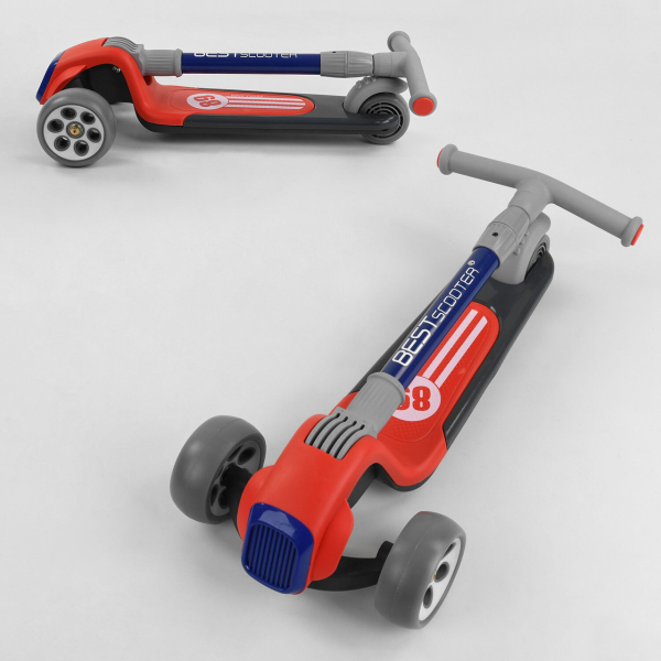 Детский трехколесный самокат колеса PU со светом Best Scooter RS-9119