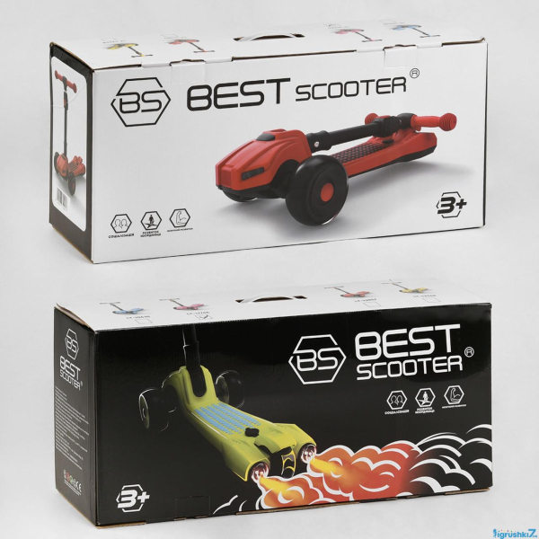 Детский трехколесный самокат с парогенератором и звуком машины Best Scooter  LT-12857