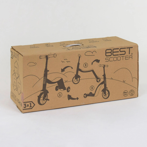 Детский трехколесный самокат-велобег-велосипед 3 в 1 на 8 мелодий Best Scooter JT 28288