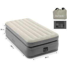 Надувная односпальная кровать матрас Intex 64162 99х191 + электронасос