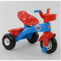 Триколісний велосипед 07-169 колір КРАСНО-СИНІЙ, пластикові колеса з порізненою накладкою, кошик, багажник