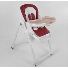 Стільчик для годування W-22019 м'який PU, м'який вкладиш, 4 колеса, знімний столик