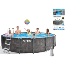 Басейн каркасний 26742 NP Intex 457 x 122 см (3 785 л/год, драбина, тент, підстилка), насос-фільтр