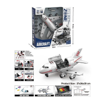 Самолет YW 9089 конструктор, длина 38см, подсветка, звуковые эффекты, озвучивание на английском, инерция