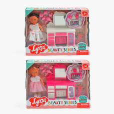 Лялька 4602 - 2 види, 12 см, знімне взуття, аксесуари, туалетний столик, гребінець, улюбленець