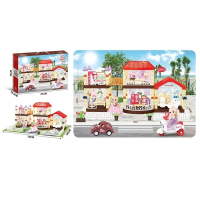 Кукольный дом 326 D 137 DIY, 123 элемента, мелодия, наклейки, 2 куклы, мопед, машинка, мебель