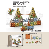 Конструктор магнитный 9904 - 100 деталей, платформы с колесами, инструкция