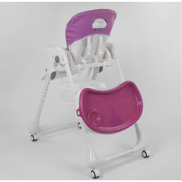 Стільчик для годування W-62005 м'який PU, м'який вкладиш, 4 колеса, знімний столик