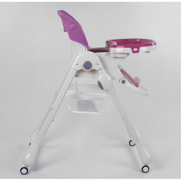 Стільчик для годування W-62005 м'який PU, м'який вкладиш, 4 колеса, знімний столик
