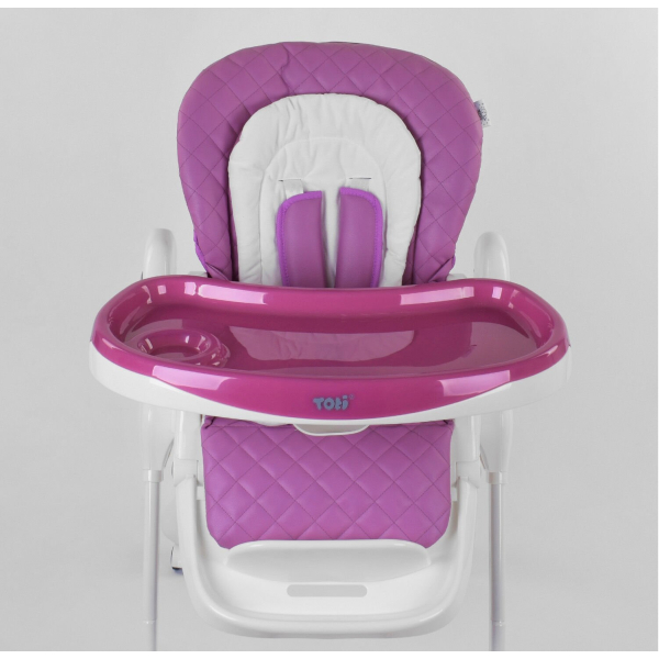 Стільчик для годування W-62005 м'який PU, м'який вкладиш, 4 колеса, знімний столик