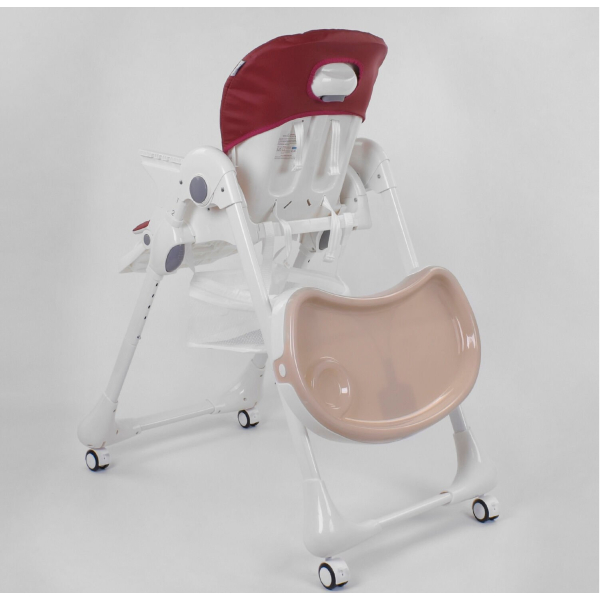 Стільчик для годування W-22019 м'який PU, м'який вкладиш, 4 колеса, знімний столик