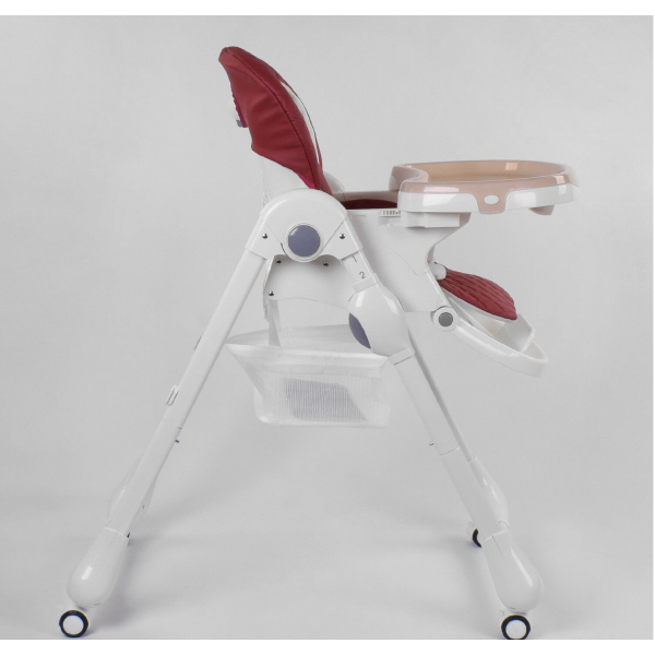 Стільчик для годування W-22019 м'який PU, м'який вкладиш, 4 колеса, знімний столик