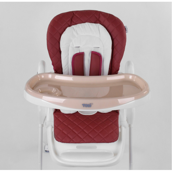 Стільчик для годування W-22019 м'який PU, м'який вкладиш, 4 колеса, знімний столик