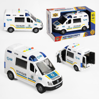 Машина "Поліція" 69609 "Авто Експерт", УКРАЇНСЬКЕ ОЗВУЧУВАННЯ, тематичні фрази та пісні, підсвічування, відчиняються двері, інерція, гумові колеса