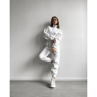 Комфортный спортивный oversize костюм, в белом цвете