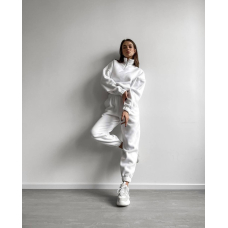 Комфортний спортивний oversize костюм, в білому кольорі