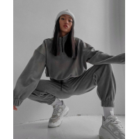 Комфортный спортивный oversize костюм, в сером цвете