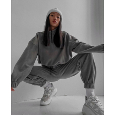 Комфортний спортивний oversize костюм, в сірому кольорі 
