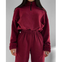 Комфортний спортивний oversize костюм, в винному кольорі