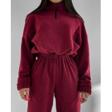 Комфортний спортивний oversize костюм, в винному кольорі