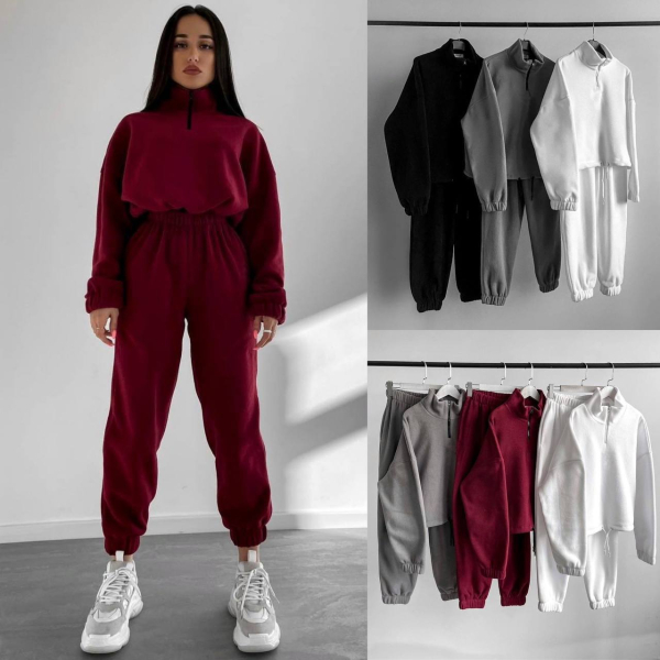 Комфортний спортивний oversize костюм, в винному кольорі