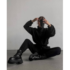Комфортний спортивний oversize костюм, в чорном кольорі