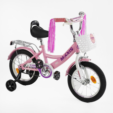 Велосипед 14" дюймів 2-х колісний "CORSO" MAXIS CL-14030 ручне гальмо, дзвіночок, сидіння з ручкою, додаткові колеса, ЗІБРАНИЙ НА 75%