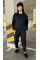 Жіночий теплий базовий спортивний костюм світшот з джогерами чорний 58-60