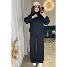 Жіночий стильний та теплий в'язаний костюм ангора чорний 2XL-3XL(50-52)