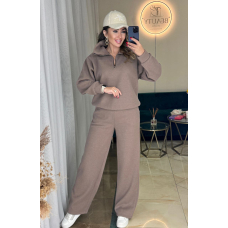 Жіночий стильний та теплий в'язаний костюм ангора мокко 2XL-3XL(50-52)