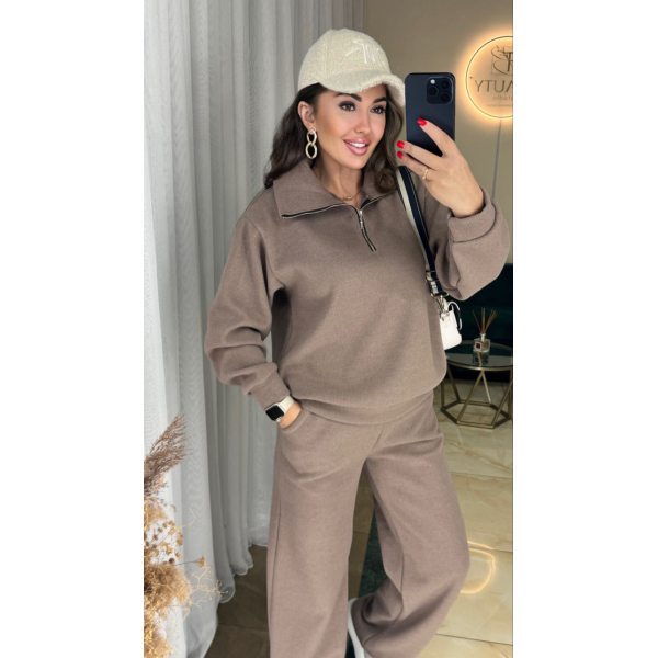 Жіночий стильний та теплий в'язаний костюм ангора мокко 2XL-3XL(50-52)