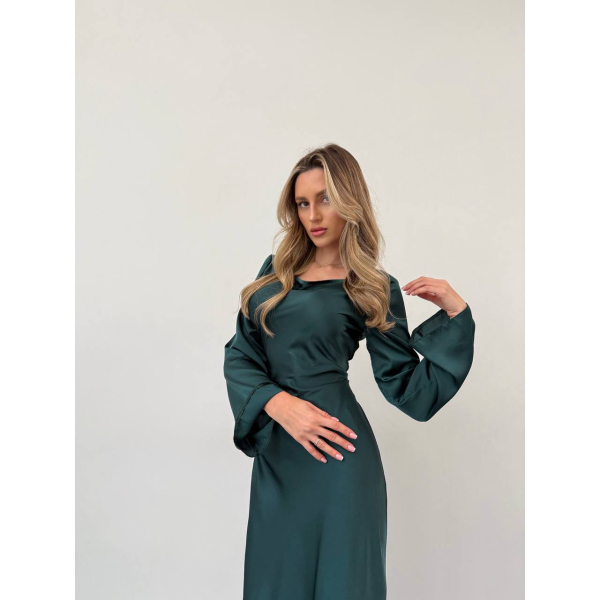 Жіноча сукня шовкова максі в зеленому кольорі, 42-46 (xs-m)