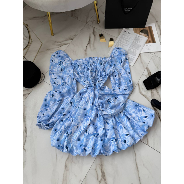 Жіноча ніжна сукня в принт, в блакитному кольорі L