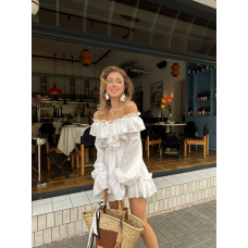 Легка шифонова сукня, в молочному кольорі one size (s/l)