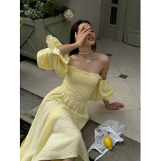 Муслінова жіноча сукня, в лимонному кольорі 42-46