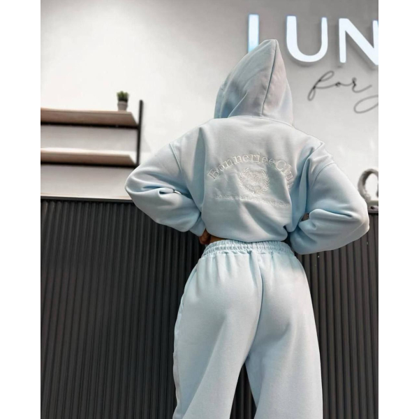 Костюм жіночий oversize, двійка (штани палаццо+кофта) рожевий колір 42-46