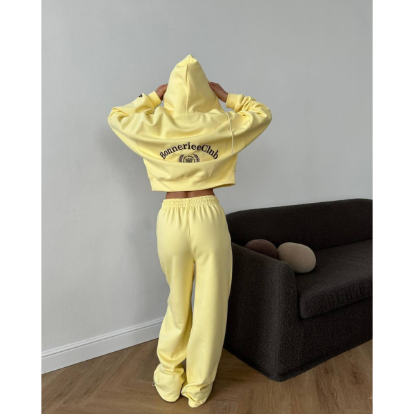 Костюм жіночий oversize, двійка (штани палаццо+кофта) лимонний колір 42-46