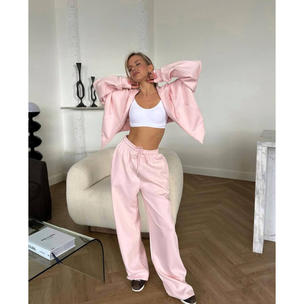Костюм жіночий oversize, двійка (штани палаццо+кофта) лимонний колір 48-50