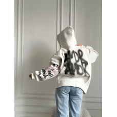 Жіноче худі біле oversize з принтом графіті AMOR