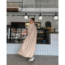 Жіночий кардиган максі довгий oversize трикотажний, в бежевому кольорі 