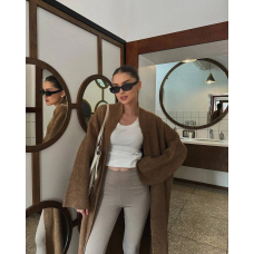 Жіночий кардиган максі довгий oversize трикотажний, в шоколадному кольорі 