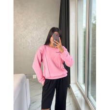 Жіночий світшот oversize трикотажний, в рожевому кольорі 42-46