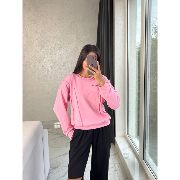 Жіночий світшот oversize трикотажний, в чорному кольорі 42-46