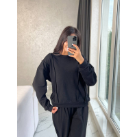 Жіночий світшот oversize трикотажний, в чорному кольорі 42-46