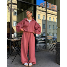 Жіночий спортивний костюм oversize худі на блискавці + широкі штани\джогери 42-46