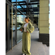 Жіночий спортивний костюм oversize худі на блискавці + широкі штани\джогери 48-52