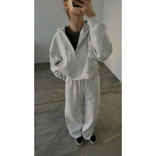 Жіночий спортивний костюм oversize на флісі, в меланж кольорі 42-46