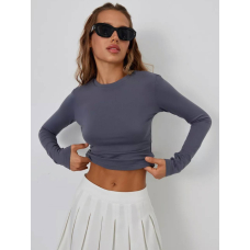 Жіночий базовий лонгслів\лонг з мікродайвінгу, в кольорі графіт 42-46