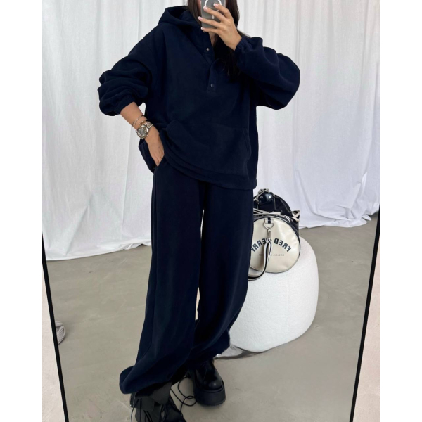 Жіночий теплий костюм на флісі, в графіт кольорі 42-44